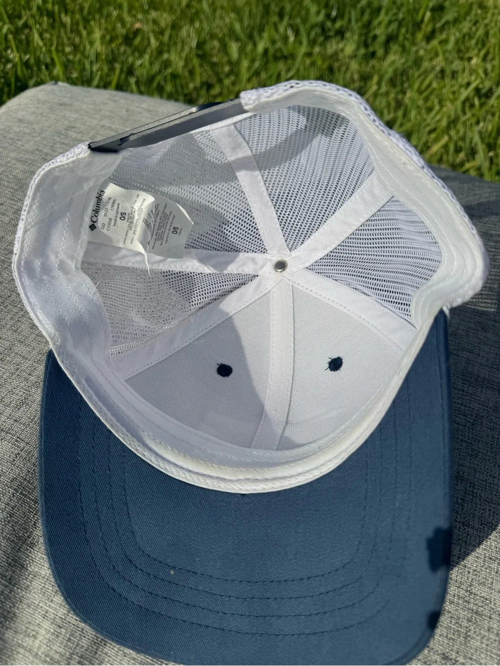 Columbia PFG Navy & White Trucker Hat with American Flag Patch